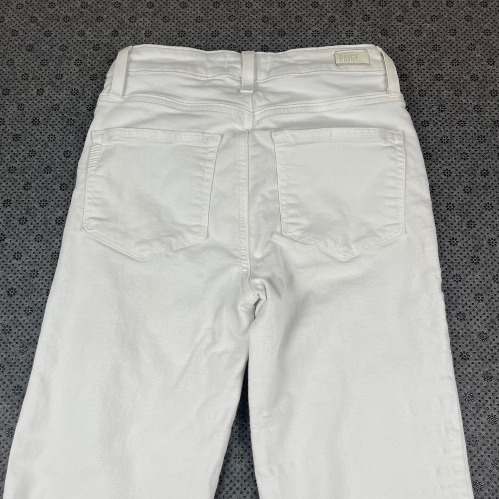 PAIGE High-Rise White Straight-Leg Jeans with Frayed Hem - Picture 10 of 11
